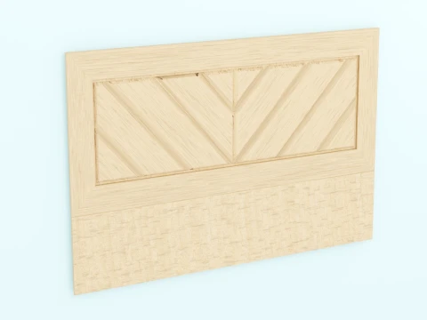Headboard Bed Wooden Rays in Frame 3D Model