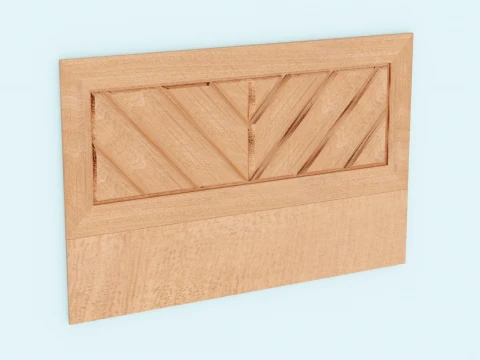 Headboard Bed Wooden Rays in Frame 3D Model