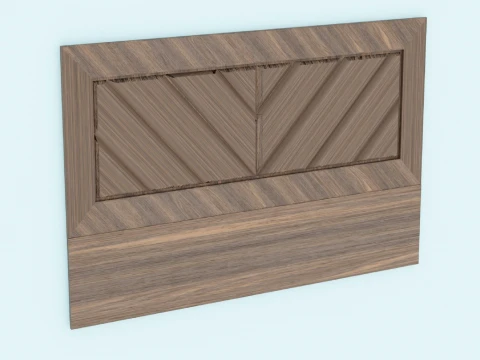 Headboard Bed Wooden Rays in Frame 3D Model