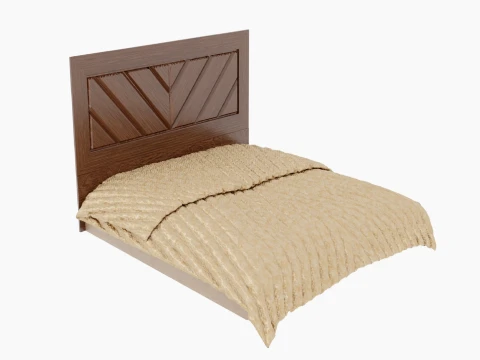 Headboard Bed Wooden Rays in Frame 3D Model