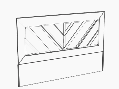 Headboard Bed Wooden Rays in Frame 3D Model