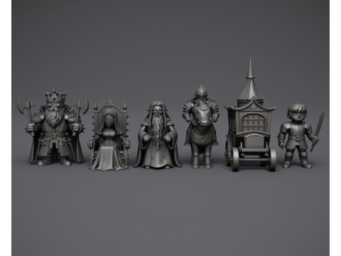 Medieval Fantasy Chess Set Modèles 3D en vedette