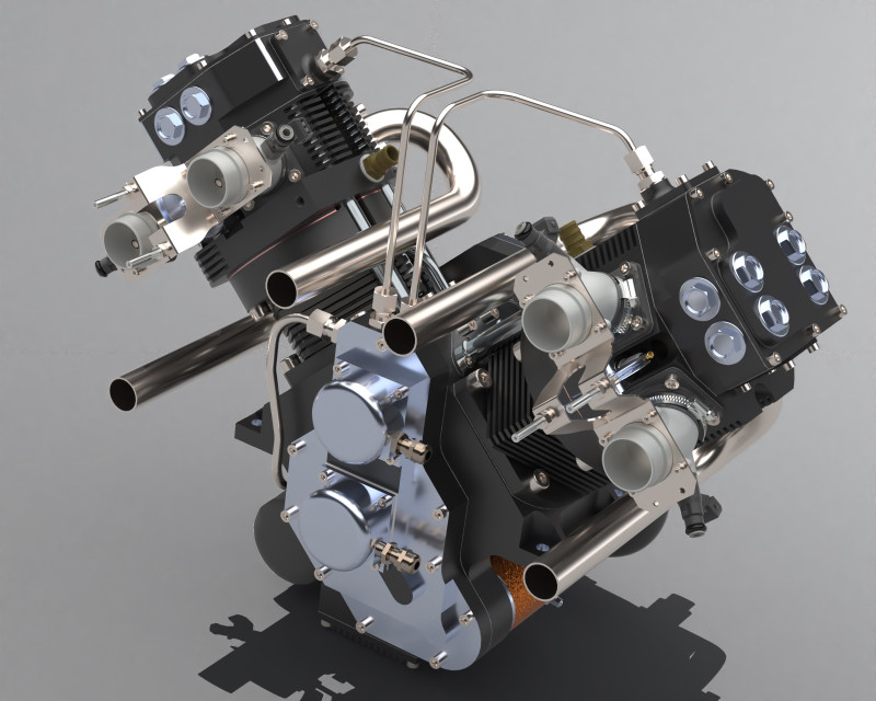 V-Shaped Engine V-Twin SolidWorks with Parts Assemblies 3D 模型 .c4d .max .obj .3ds .fbx .stl .blend 