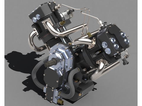 V-Shaped Engine V-Twin SolidWorks with Parts Assemblies 3D 模型