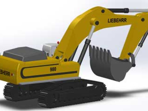Excavator SolidWorks with Parts Assembly 3D Модель