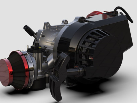 49cc Two-Stroke Engine STL STEP 3D Printable - CAD Reference 3D Модель