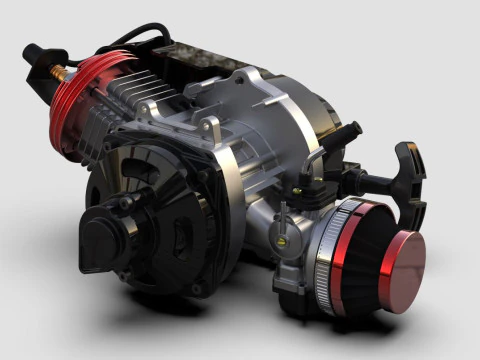 49cc Two-Stroke Engine STL STEP 3D Printable - CAD Reference 3D Model