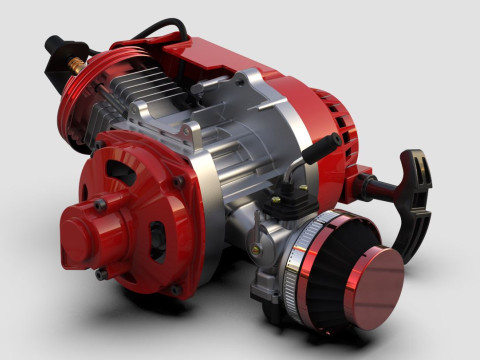49cc Two-Stroke Engine STL STEP 3D Printable - CAD Reference 3D Модель