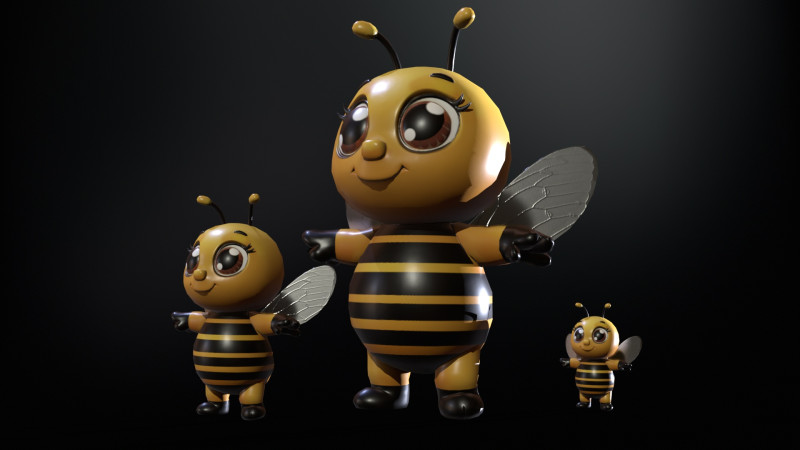 HoneyBee 3D Model .c4d .max .obj .3ds .fbx .stl .blend