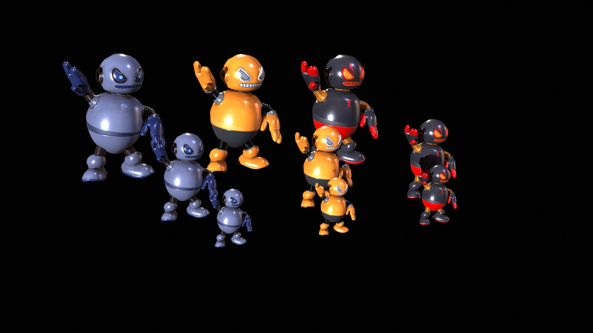 Minirobotic5Pack3 3D Model .c4d .max .obj .3ds .fbx .stl .blend 
