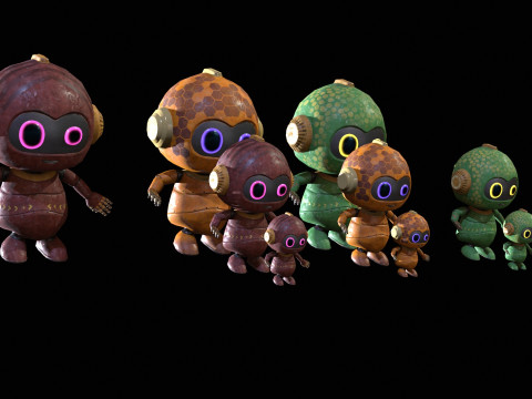 迷你机器人1包4 3D 模型