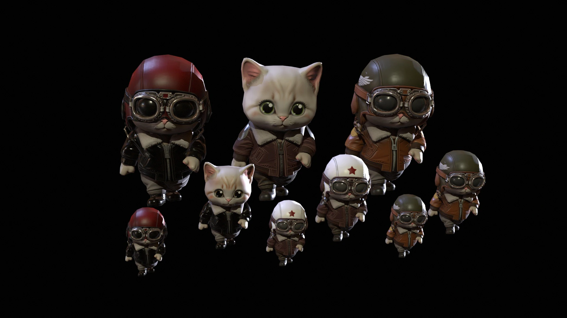 Cat3Pack2 3D Model .c4d .max .obj .3ds .fbx .stl .blend 