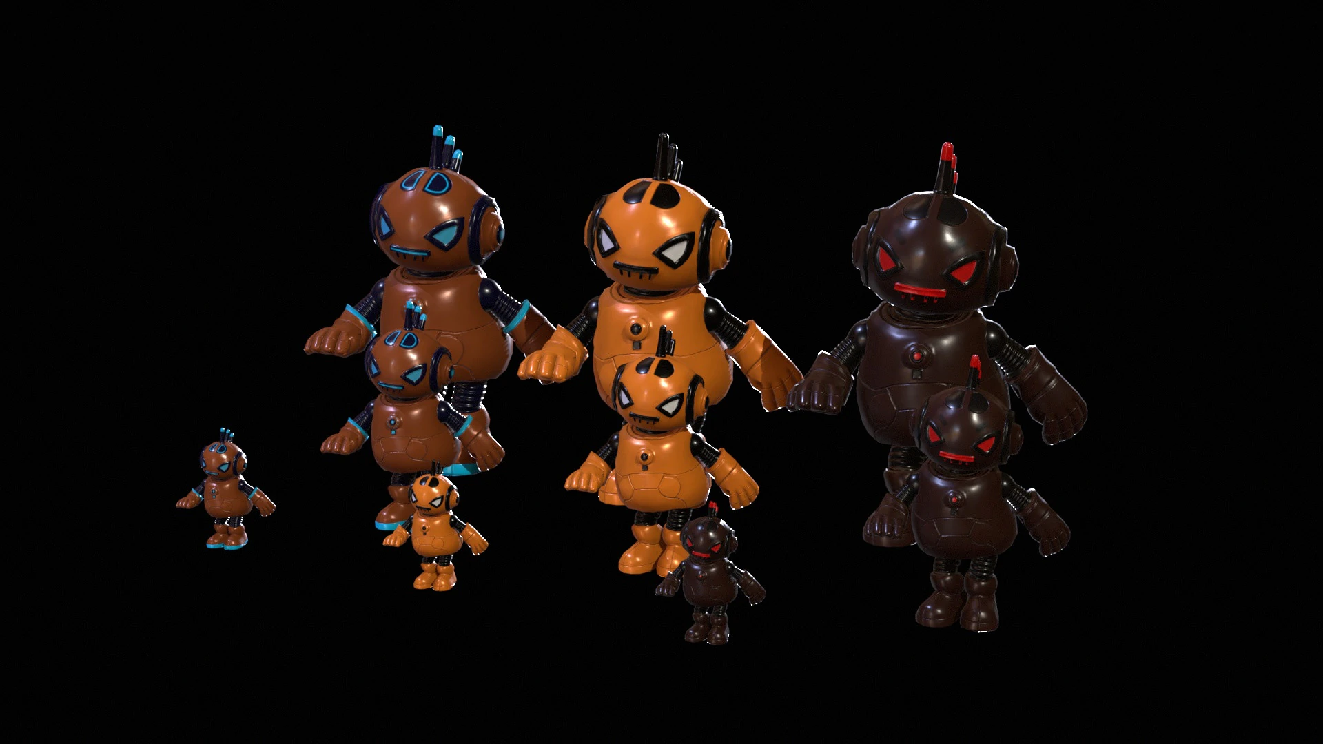 Minirobotic8Pack3 3D Model .c4d .max .obj .3ds .fbx .stl .blend