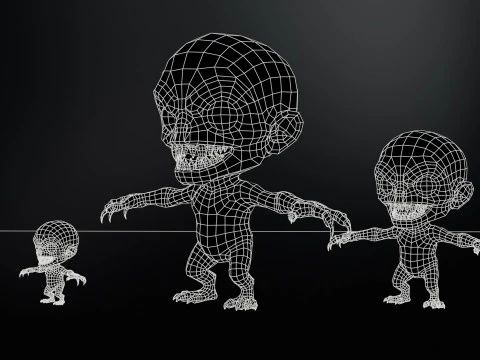 迷你怪物7包1 3D 模型