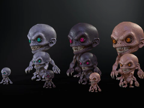 迷你怪物7包1 3D 模型