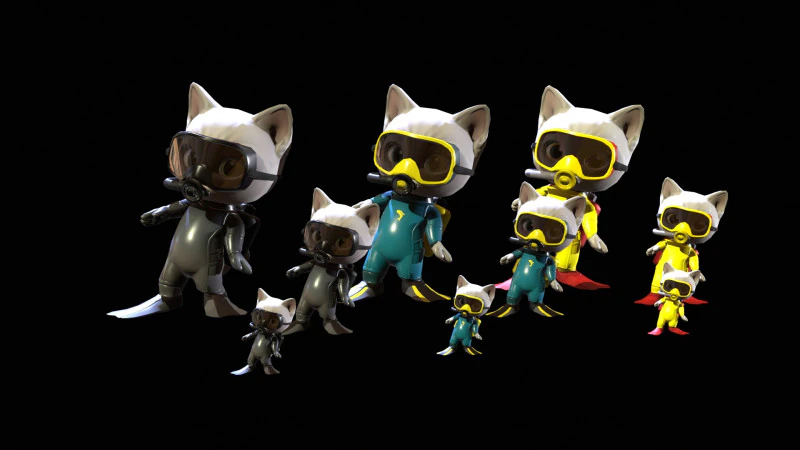 キャット7パック2 3Dモデル .c4d .max .obj .3ds .fbx .stl .blend 