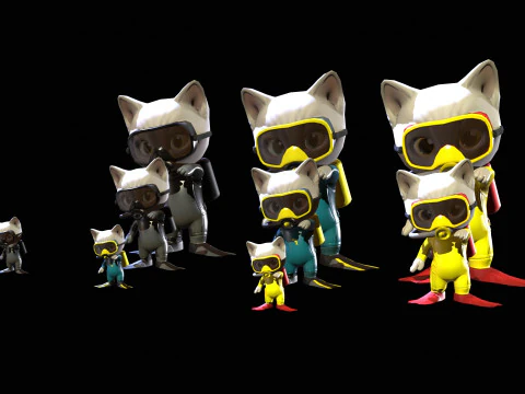 キャット7パック2 3Dモデル