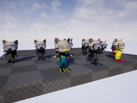 キャット7パック2 3Dモデル