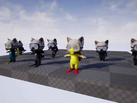 キャット7パック2 3Dモデル