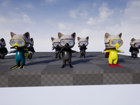 キャット7パック2 3Dモデル