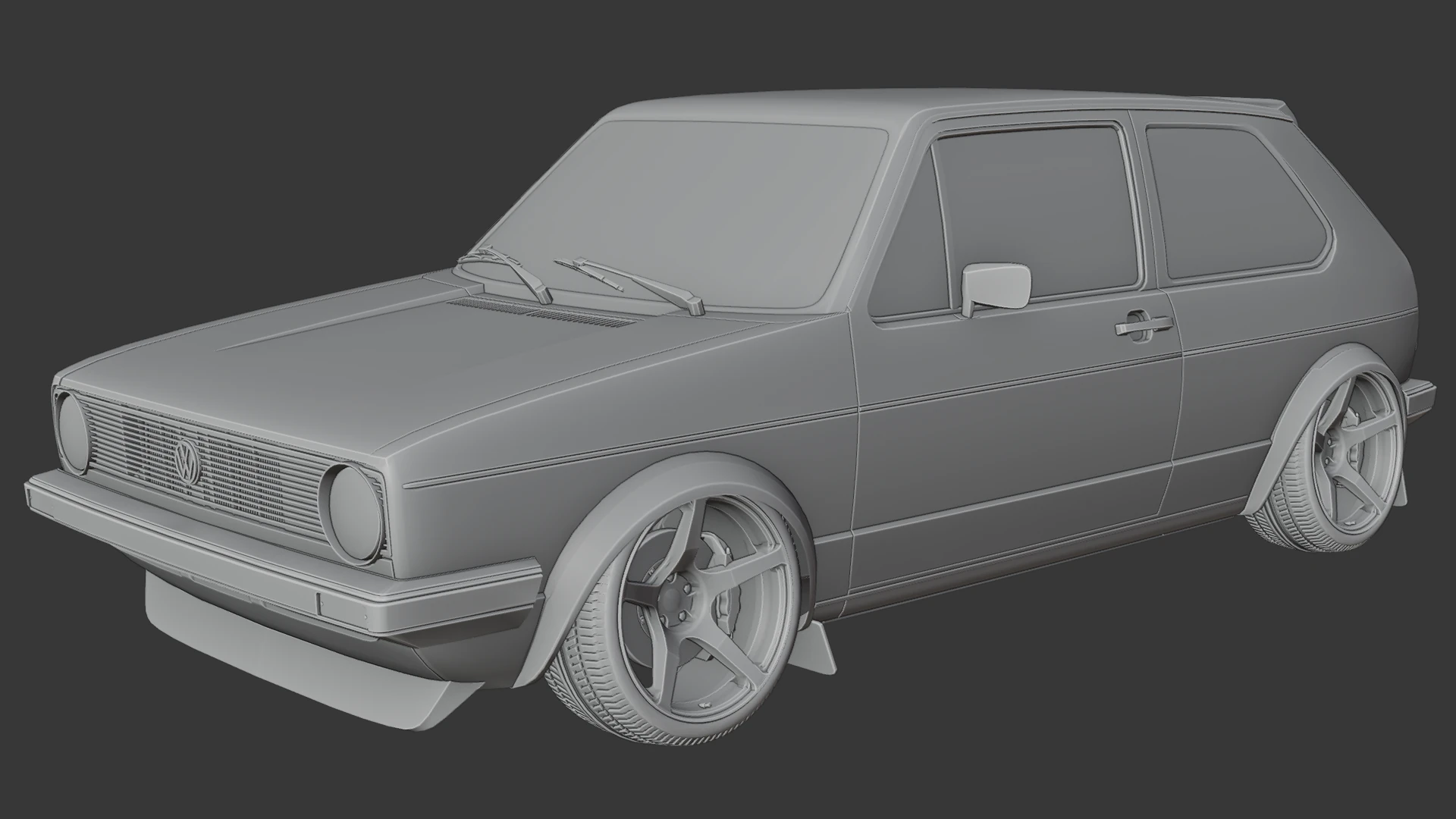 Volkswagen Golf mk1 3D Print Model .c4d .max .obj .3ds .fbx .stl .blend