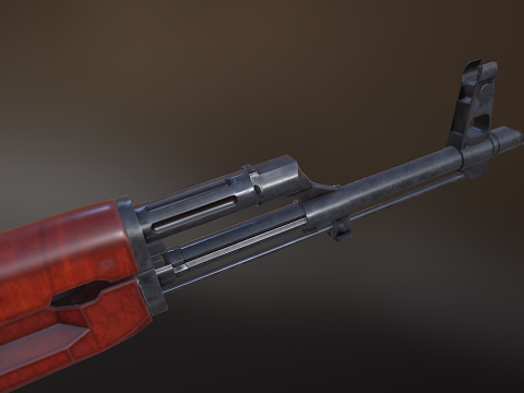 AKM Assault Rifle Game Ready Lowpoly PBR FBX OBJ BLEND Low-poly Modelo 3D