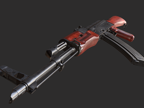 AKM Assault Rifle Game Ready Lowpoly PBR FBX OBJ BLEND Low-poly Modelo 3D