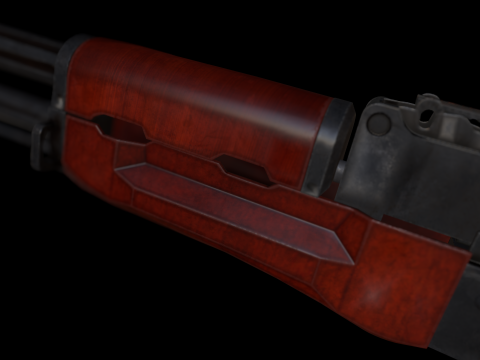 AKM Assault Rifle Game Ready Lowpoly PBR FBX OBJ BLEND Low-poly Modelo 3D