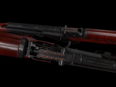AKM Assault Rifle Game Ready Lowpoly PBR FBX OBJ BLEND Low-poly 3D Model