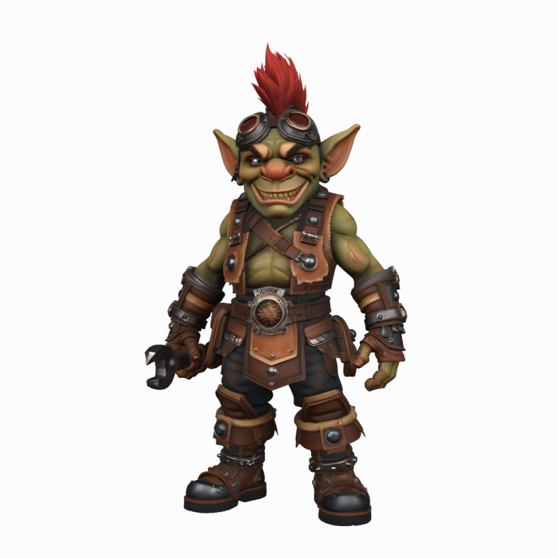 Vibrant Detailed of World of Goblin Engineer with Gears and Tools 3D 모델 .c4d .max .obj .3ds .fbx .stl .blend 