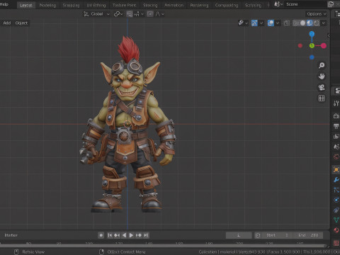 Vibrant Detailed of World of Goblin Engineer with Gears and Tools 3D 모델