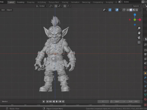 Vibrant Detailed of World of Goblin Engineer with Gears and Tools 3D 모델
