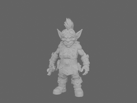 Vibrant Detailed of World of Goblin Engineer with Gears and Tools 3D 모델
