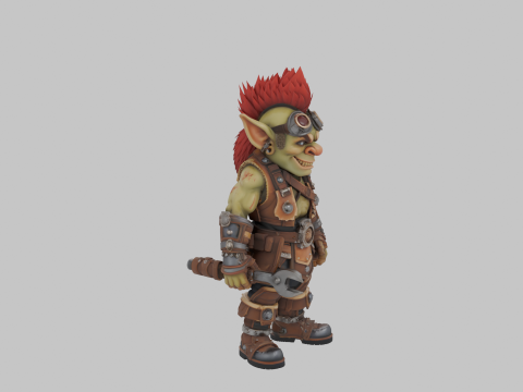 Vibrant Detailed of World of Goblin Engineer with Gears and Tools 3D 모델
