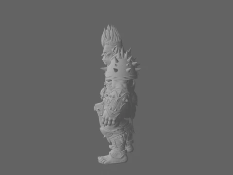 Fierce Muscular Goblin Warrior in World of Style 3D Model