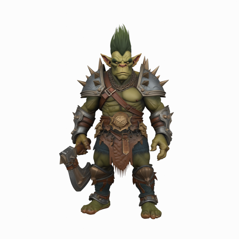 Fierce Muscular Goblin Warrior in World of Style 3D Модель .c4d .max .obj .3ds .fbx .stl .blend