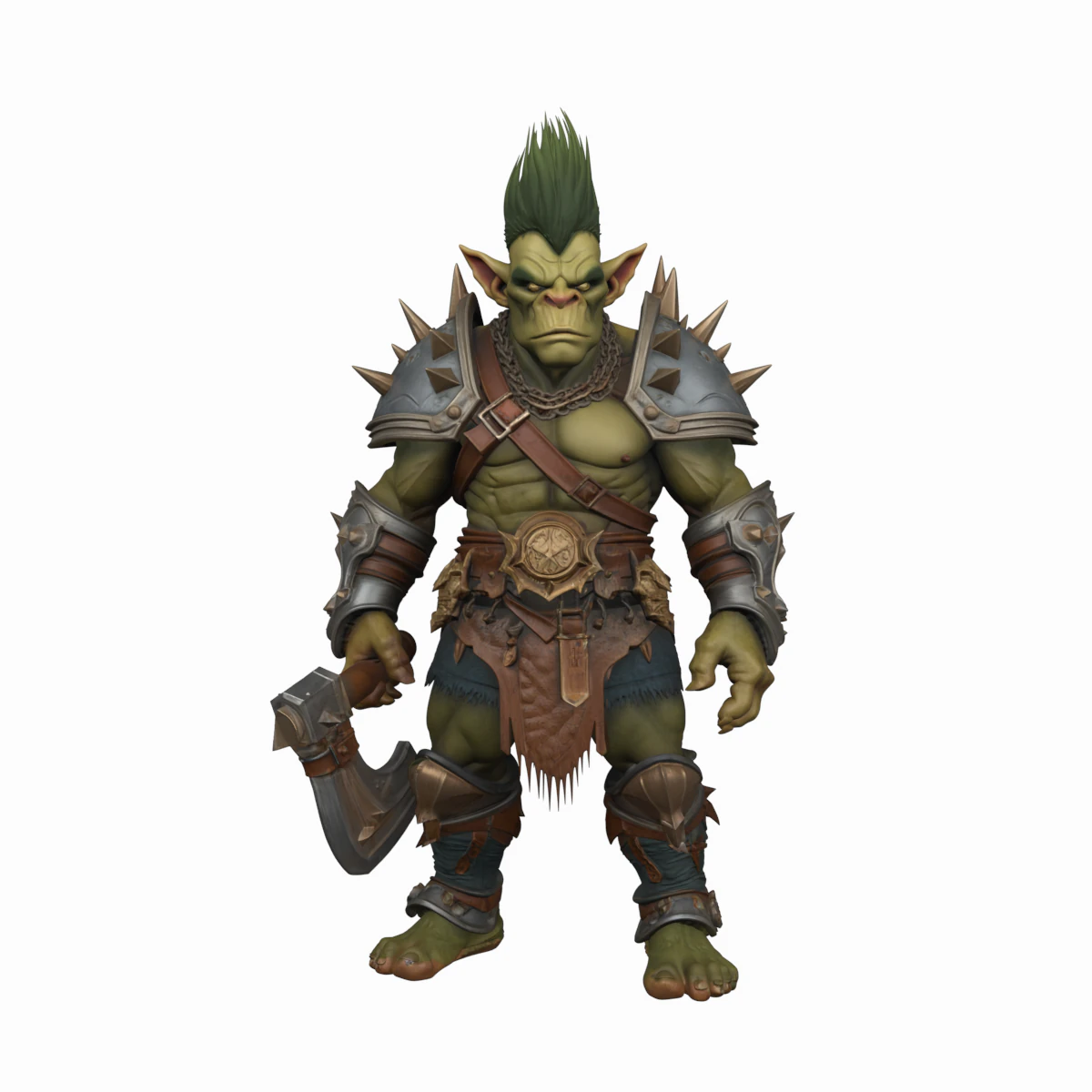 Fierce Muscular Goblin Warrior in World of Style 3D Model .c4d .max .obj .3ds .fbx .stl .blend 