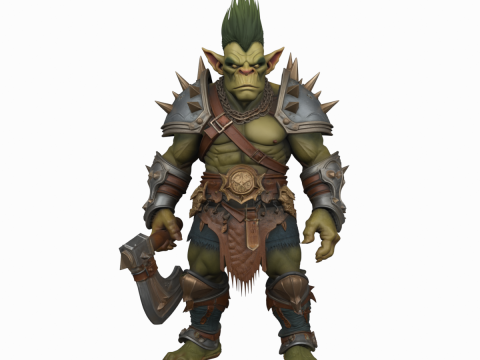 Fierce Muscular Goblin Warrior in World of Style Model 3D