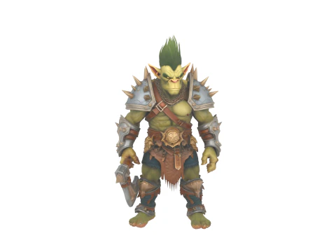 Fierce Muscular Goblin Warrior in World of Style 3D Model