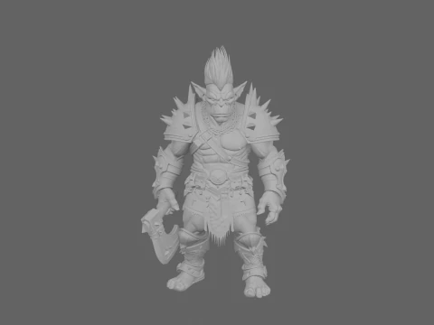 Fierce Muscular Goblin Warrior in World of Style 3D Model