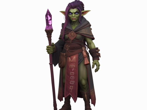 Detailed of Cunning Green Skinned Goblin Mage in World of Style Modèle 3D