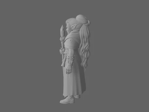 Detailed of Cunning Green Skinned Goblin Mage in World of Style 3D Model