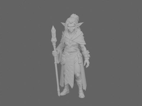 Detailed of Cunning Green Skinned Goblin Mage in World of Style Model 3D