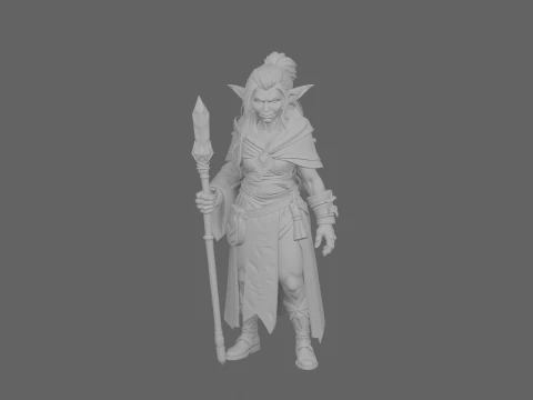 Detailed of Cunning Green Skinned Goblin Mage in World of Style 3D Model