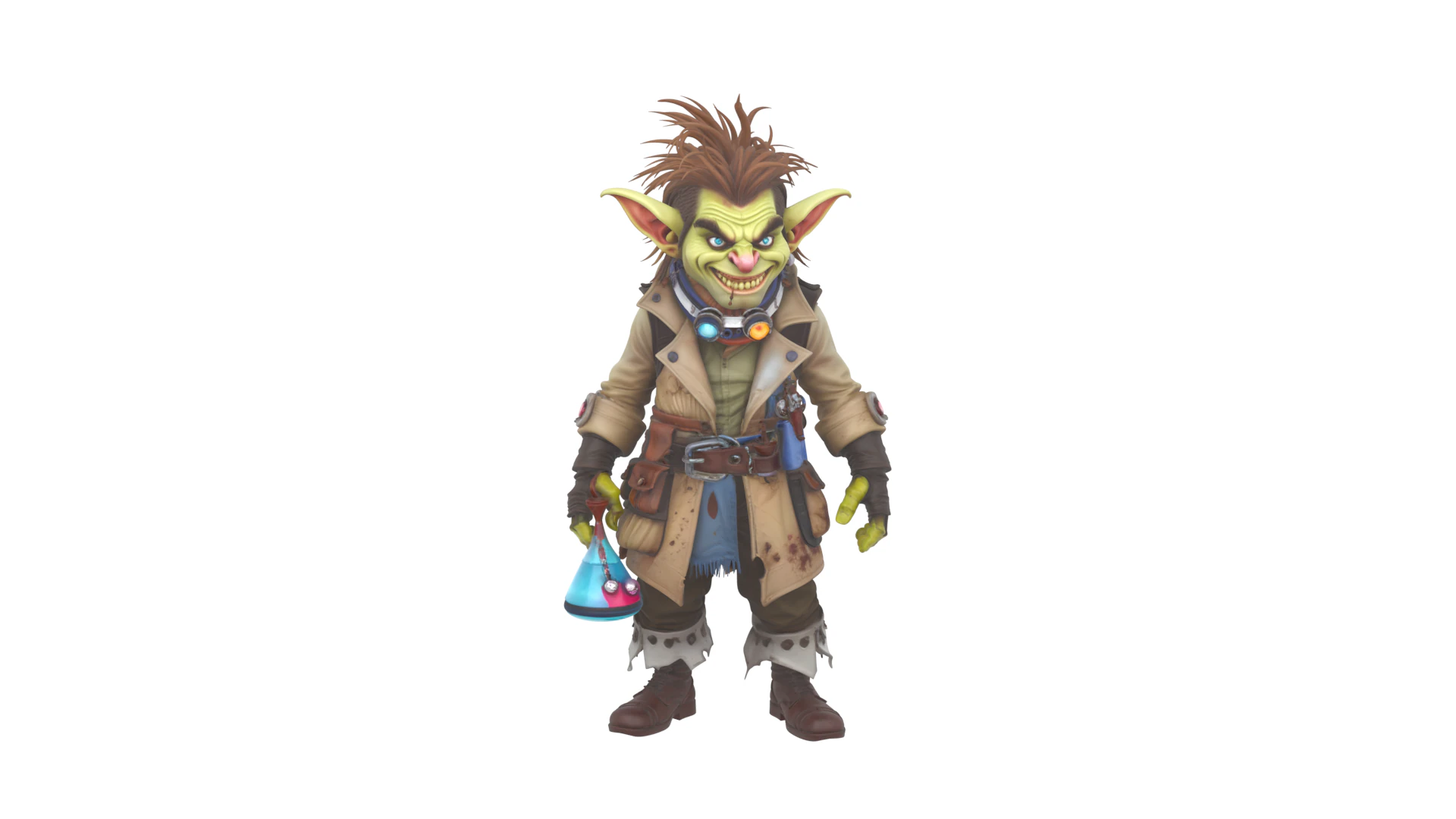 Highly Detailed Eccentric Goblin Alchemist World of Style 3D Model .c4d .max .obj .3ds .fbx .stl .blend