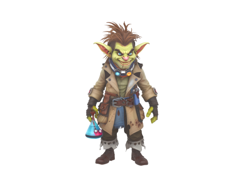 Highly Detailed Eccentric Goblin Alchemist World of Style Model 3D
