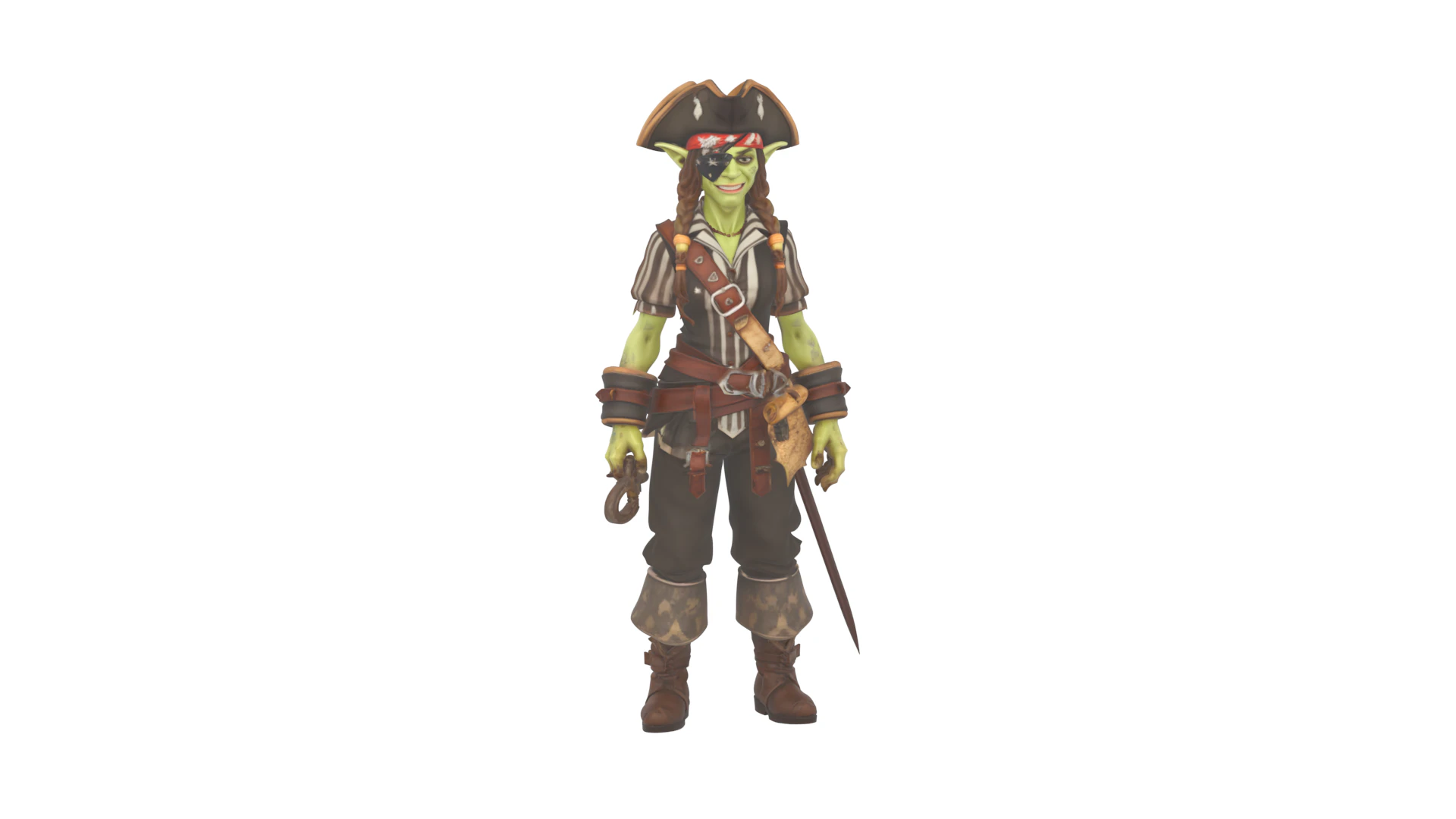 Highly Detailed Roguish Goblin Pirate World of Style 3D Model .c4d .max .obj .3ds .fbx .stl .blend 