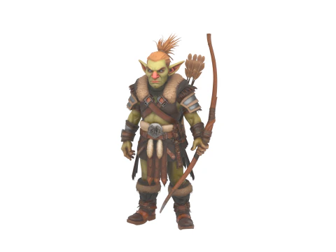Highly Detailed Agile Goblin Hunter in World of Style 3D Model