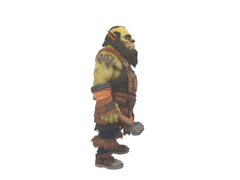 Muscular Burly Goblin Blacksmith World of Style Detailed 3D 模型