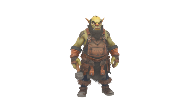 Muscular Burly Goblin Blacksmith World of Style Detailed 3D 模型 .c4d .max .obj .3ds .fbx .stl .blend 